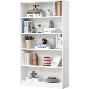 SEVOBAL Decorative Bookshelf 5 Shelf Freestanding Bookcase Tall Bookshelf for Bedroom, Living Room and Other Areas, White, 33"*11.6"*60" - 1 of 4