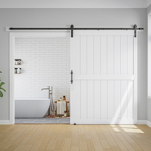 SMARTSTANDARD 84 in. Height White MDF Solid Core Interior Sliding Barn Door with Hardware Kit - 1 of 4