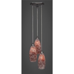 Toltec Lighting Europa 3 - Light Pendant in  Brushed Nickel with 5.5" Red Fusion Shade - 1 of 1