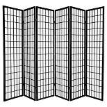 6 ft. Tall Window Pane Shoji Screen - Black (6 Panels)