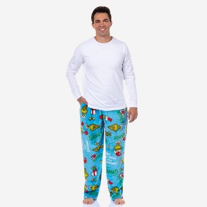 Men's Grinch Fleece Pajama Pants - Light Blue - 1 of 4