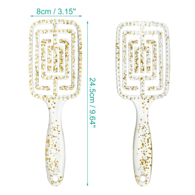 Unique Bargains Detangling Brush Paddle Hair Brush for Curly Straight Wavy Hair Clear, 3 of 7