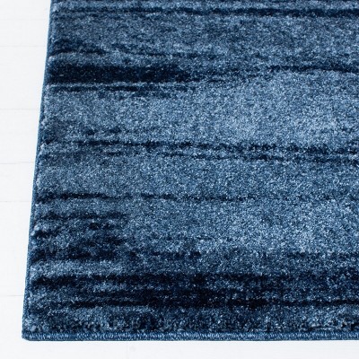 Abstract Blue Shag Rectangular Rug, Hand-Knotted Synthetic Easy Care