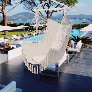 Hammock Chair Hanging Rope Swing Indoor Outdoor Hammock Swing Chair, Boho Hanging Chair Bedroom Patio - 1 of 4