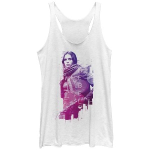 Women's Star Wars Rogue One Jyn Rebel Stance Racerback Tank Top - 1 of 3