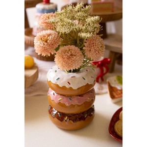 Ceramic Stacked Donut Vase – 6.25" Tall Multicolor Decorative Accent by Kalalou - 1 of 3