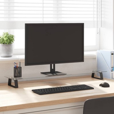 vidaXL Monitor Stand Black 39.4 in.x7.9 in.x3.1 in. Tempered Glass and Metal