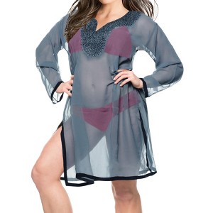 HAPPY BAY Women's Summer Vacation Beachwear Short Beach Loose Dress Bathing Suits Swimwear Mini Swimsuit Cover Ups Large-X-Large Gray Solid - 1 of 4