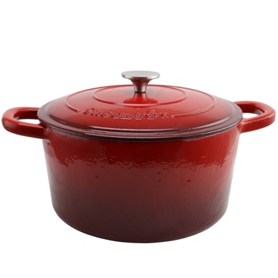 Scarlet Red 7-Quart Enameled Cast Iron Dutch Oven with Lid