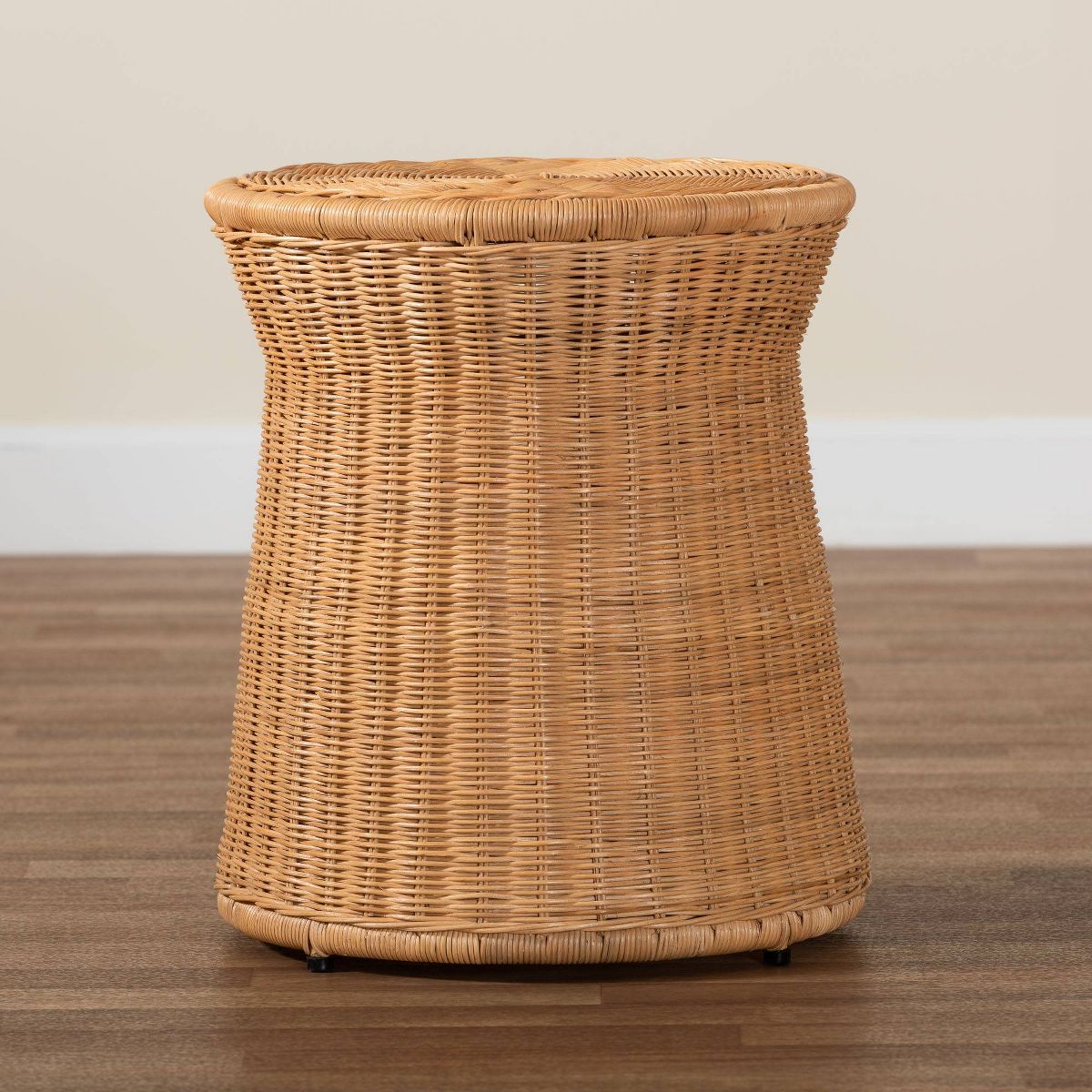bali & pari Caroline Round Natural Rattan End Table Light Honey - thumbnail 5