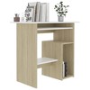vidaXL Desk White and Sonoma Oak 31.5 in.x17.7 in.x29.1 in. Engineered Wood - 3 of 4