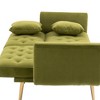 VYNXARIA Velvet Sofa ,Accent sofa,loveseat sofa with metal feet,Olive - 4 of 4