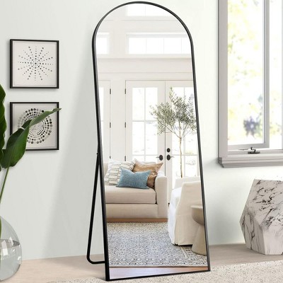 ALEXOUN Hanging Full Length Mirror,with Floor Stand,Wall Mounted Aluminium Alloy Frame Arch Dressing Mirrors for Bedroom Living Room