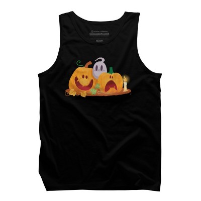 Men's Design By Humans Halloween Cartoon Pumpkins And Ghost By VectorVillain Tank Top
