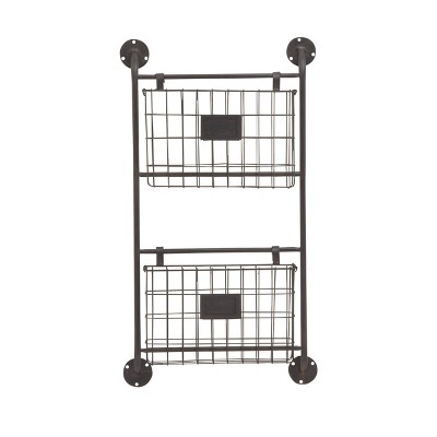 Industrial Metal Rectangle Magazine Rack Holder Black - Olivia & May