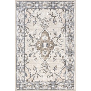Nuloom Adair Traditional Floral Pet Friendly Machine Washable Area Rug, 4' x 6', Grey - 1 of 4