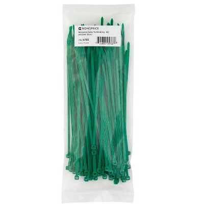 Monoprice 8-inch Cable Tie, 100pcs/Pack, 40 lbs Max Weight - Green