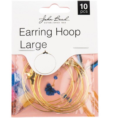John Bead Must Have Findings Metal Gold 38mm Large Earring Hoops for Jewelry Making Findings, 10 Pieces