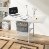 EROMMY Foldable Craft Table With Storage, Movable Sewing Table With 2 Shelves & Side Pocket, Home Hobby Folding table For Craft Room, Fixed Height - 2 of 4