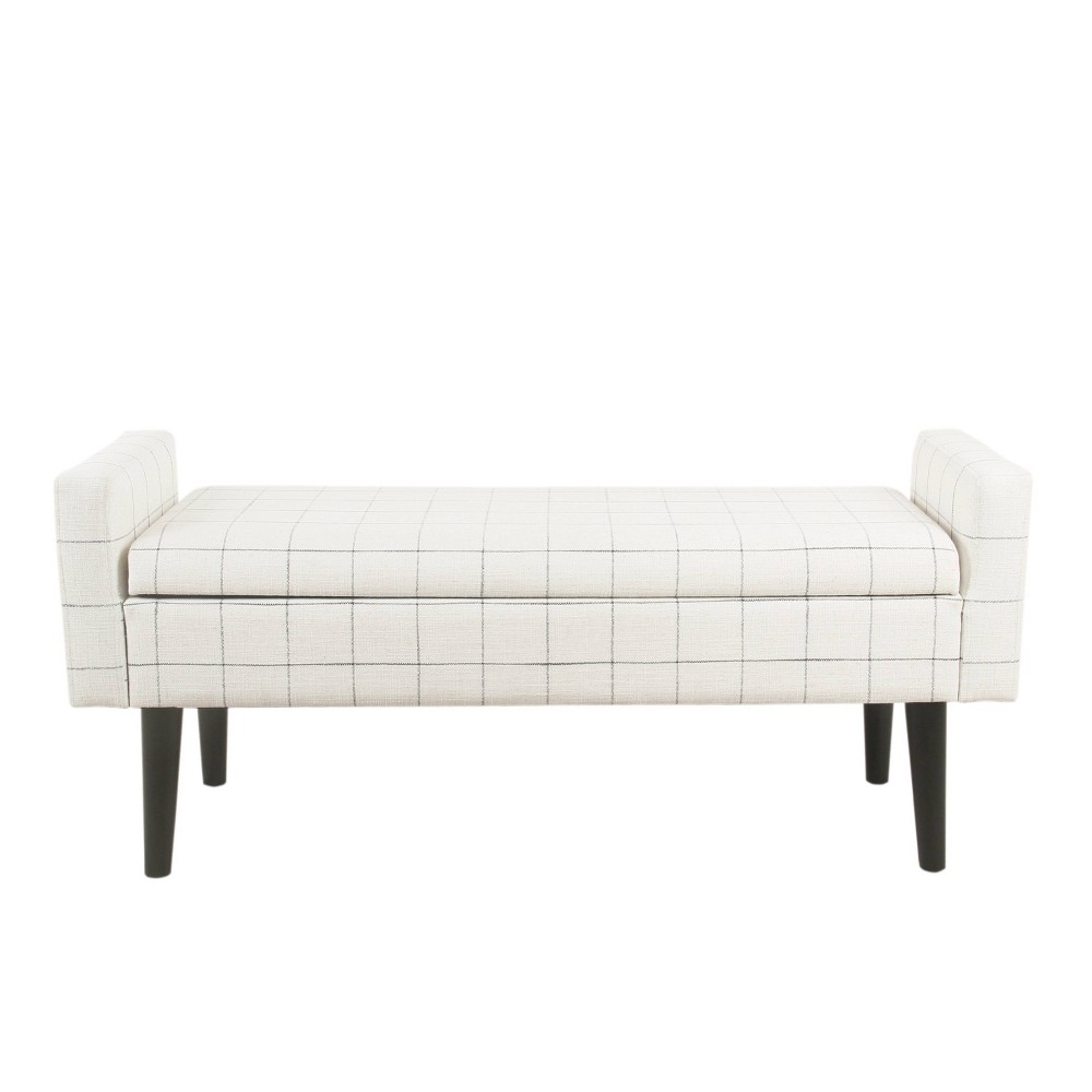 Fulton Storage Bench White Windowpane - HomePop was $239.99 now $179.99 (25.0% off)