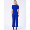 INSPIRE CHIC Women's Work Elegant Square Neck Puff Short Sleeve Loose Wide Leg Jumpsuits Romper - 3 of 4