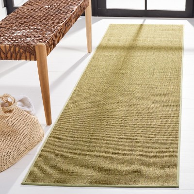 Hand-knotted Green Wool Runner Rug, 2'3" x 12'