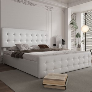 Full Size Upholstered Bed Frame with Storage Drawers and Headboard – Button Tufted Design, Sturdy Wooden Slats, No Box Spring Required, Easy Assembly - 1 of 4