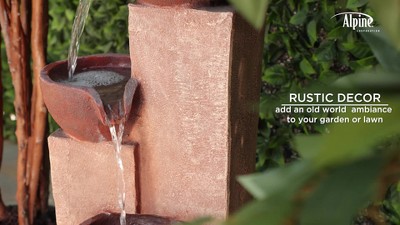 35" Rustic Bronze Polystone and Fiberglass 3-Tier Outdoor Fountain