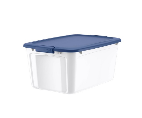 14gal Locking Lid Box Blue/White - Bella Storage