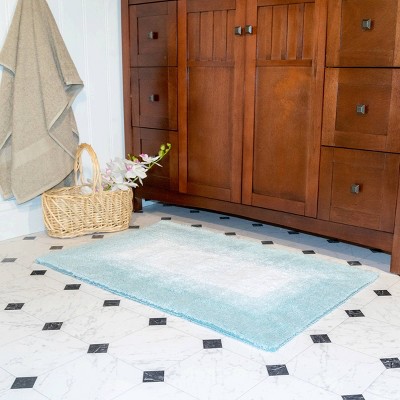 2pc Whitney Ombre Reversible Bath Rug Set Light Blue - Chesapeake: Cotton Tufted, Machine Washable, No Backing