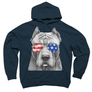 Adult Design By Humans American Pitbull With Sunglasses By Pullover Hoodie - 1 of 2