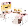 Jojoka 78.7"Reversible U Shaped Gaming Desk w/ Storage Shelves & Monitor Stand,Gaming Table w/ 4 Drawers & Led Lights & Power Outlet for Home Office - 2 of 4