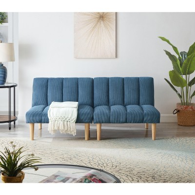 CAVINAS 65.75" Corduroy Sofa Bed Minimalist Upholstered Convertible Sofa Bed Sleeper with Wooden Legs for Apartment