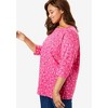Woman Within Plus Size Perfect Printed Elbow-Sleeve Boatneck Tee - 4 of 4