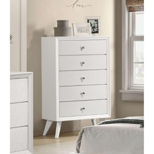 30.38" Solid Wood Contemporary Chest dressers with Wave Texture and Round Bronze Knobs - 1 of 4