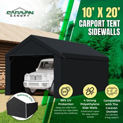 Black 10 x 20 Foot Durable Polyethylene Carport Sidewalls