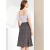 INSPIRE CHIC Women's Print Floral Peasant Elastic Waist A-Line Midi Skirts - 3 of 4