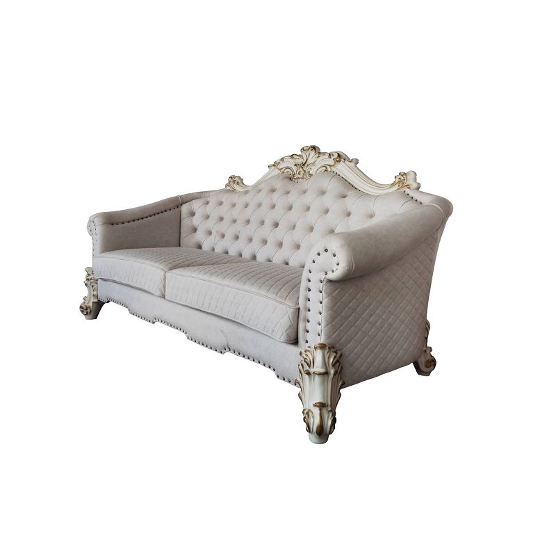 89&#34; Vendome II Sofa Two Tone Ivory Fabric and Antique Pearl Finish - Acme Furniture, 2 of 9