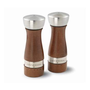COLE & MASON Capstan Wood Salt and Pepper Grinder Gift Set - Wooden Mills  Include Precision Mechanisms and Premium Sea Salt and Peppercorn Refills