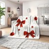 Lomsoe Ultra-Soft & Warm Flannel Throw Blanket - Red & White Winter Snowflake & Bow Design, Contemporary Style in Red. - 3 of 4