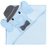 Hudson Baby Infant Boy Cotton Rich Hooded Towels, Blue Charcoal Elephant, One Size - 3 of 4