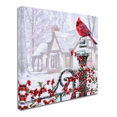 Trademark Fine Art -The Macneil Studio 'Cardinal on Gatepost' Canvas Art