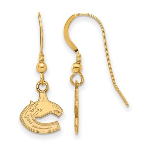 Black Bow Jewelry 14k Yellow Gold Plated Sterling Silver Vancouver Canucks NHL Dangle Earrings - 1 of 3