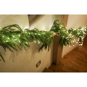 MOEPISY 9ft Christmas Garland with Lights, Real Touch Winter Pine Garland, Green Artificial Greenery Garland - 1 of 4