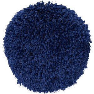 HomeRoots 14" X 14" Blue Round Shag Throw Pillow - 1 of 4