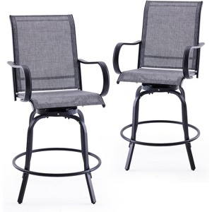 Lirago,2-Piece Outdoor Swivel Bar Stools Set - Textilene Fabric with Footrest, Weather-Resistant for Patio/Balcony/Poolside - 1 of 4