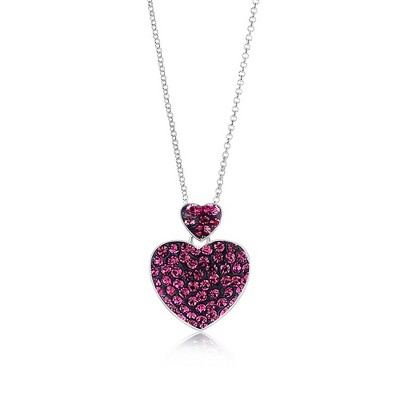 Chanteur Hypoallergenic Kids Jewelry Accessories Hearts Purple Crystal Enamel White Gold Palladium Plating Girl's Pendant Necklace