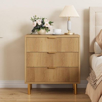 30" Tall Modern Chest of Drawers with Gold Metal Handles & Anti-Tipping Device