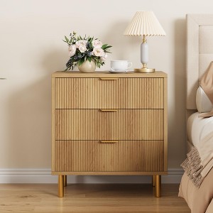 30" Tall Modern Chest of Drawers with Gold Metal Handles & Anti-Tipping Device - 1 of 4