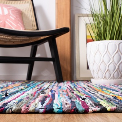 Coastal Charm Black Cotton 6' Square Handwoven Rug